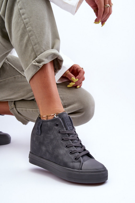 Chaussures décontractées en cuir synthétique avec plateforme grises Big Star MM274005