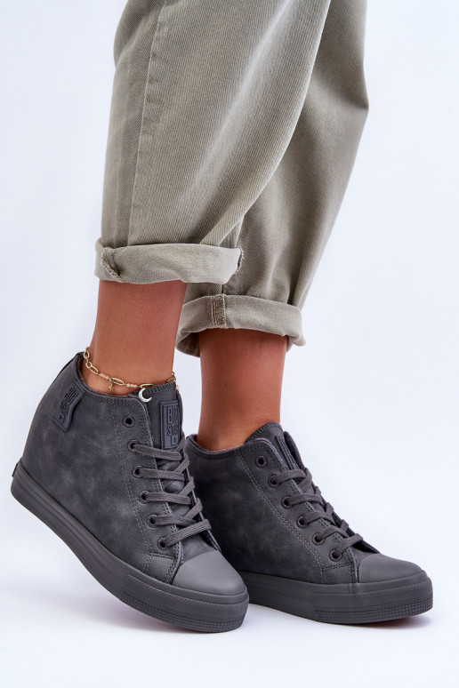 Chaussures décontractées en cuir synthétique avec plateforme grises Big Star MM274005