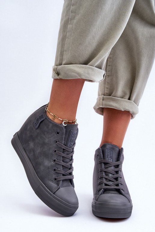 Chaussures décontractées en cuir synthétique avec plateforme grises Big Star MM274005