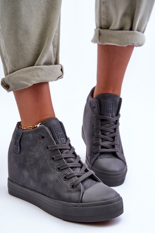 Chaussures décontractées en cuir synthétique avec plateforme grises Big Star MM274005