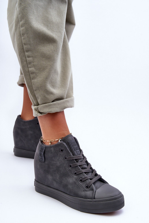 Chaussures décontractées en cuir synthétique avec plateforme grises Big Star MM274005