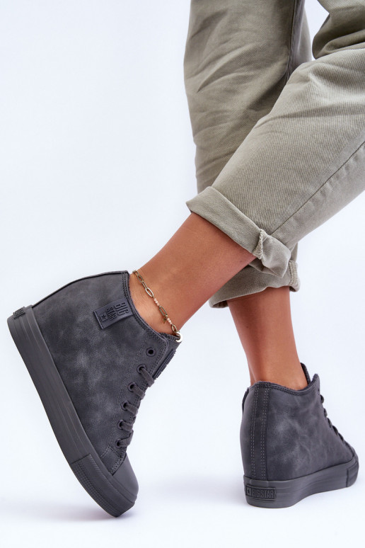 Chaussures décontractées en cuir synthétique avec plateforme grises Big Star MM274005