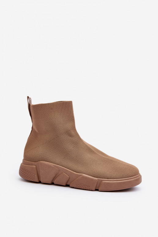 Chaussures de sport pour femmes avec tige type chaussette couleur sable Zirila