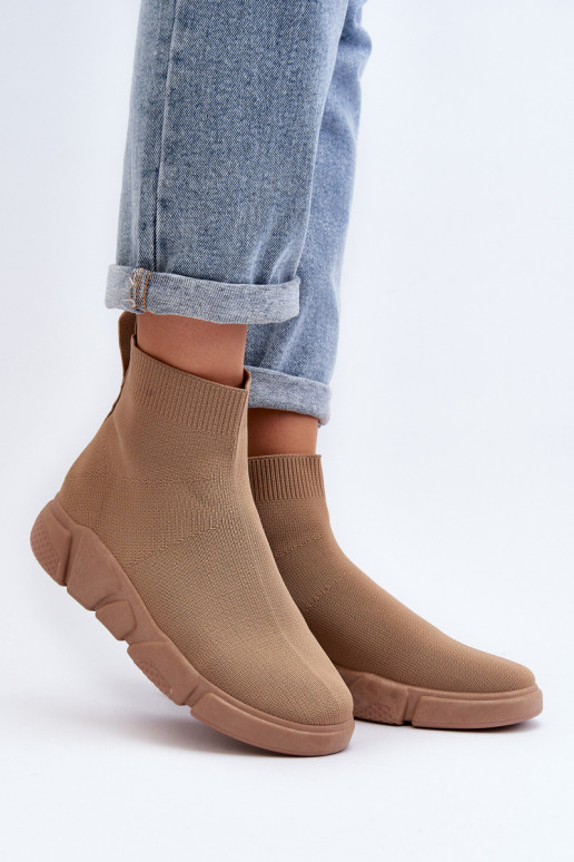 Chaussures de sport pour femmes avec tige type chaussette couleur sable Zirila