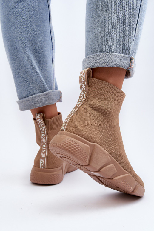 Chaussures de sport pour femmes avec tige type chaussette couleur sable Zirila
