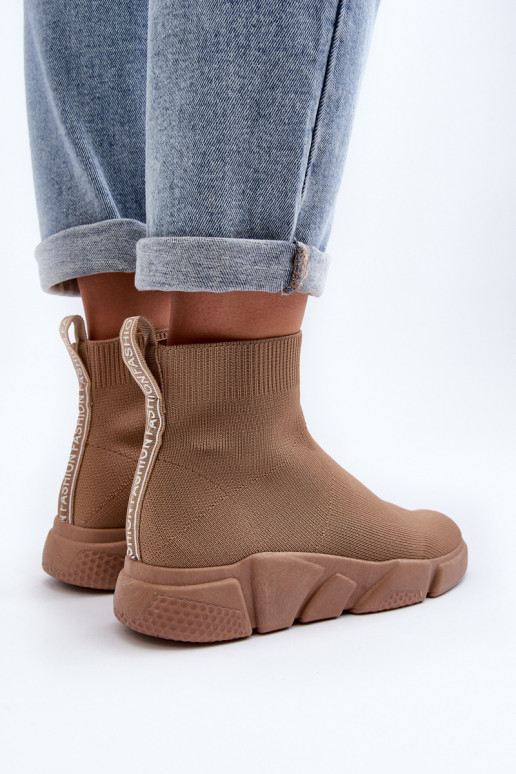 Chaussures de sport pour femmes avec tige type chaussette couleur sable Zirila