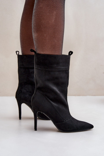 Bottines à talons fins en noir Ellinore 2