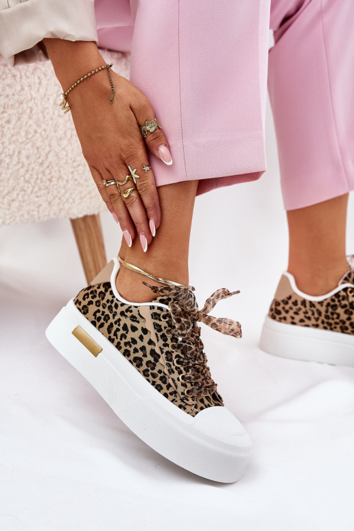 Chaussures décontractées avec plateforme et lacets décoratifs en noir et sable Zidora