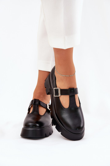 Chaussures pour femmes noires avec boucles sur la plateforme Venda 2