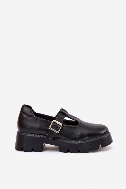 Chaussures pour femmes noires avec boucles sur la plateforme Venda