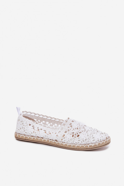 Espadrilles blanches pour femmes en dentelle Adelira