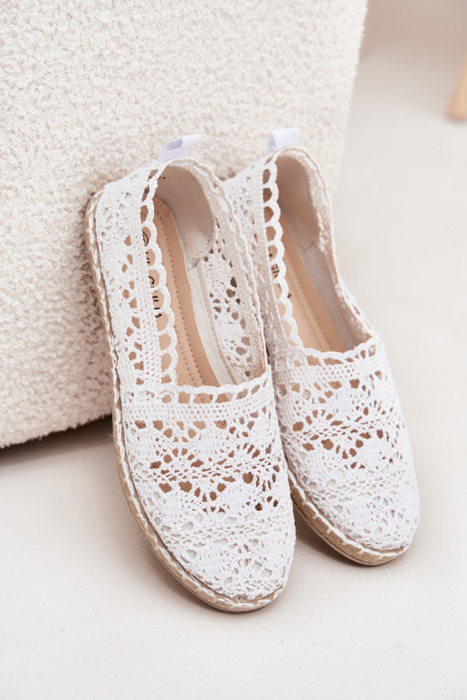 Espadrilles blanches pour femmes en dentelle Adelira