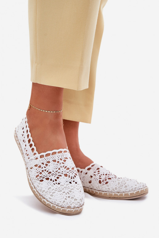Espadrilles blanches pour femmes en dentelle Adelira