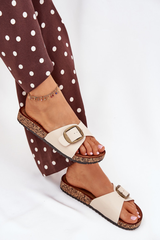 Chaussons à plateforme pour femmes avec boucles couleur sable Vianara