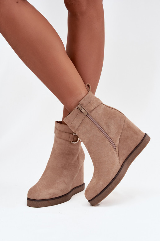 Bottes de cheville pour femmes sur plateforme avec détails décoratifs couleur sable Turirivana