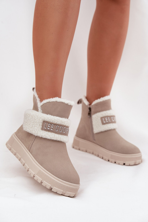 Bottes de neige pour femmes en daim naturel avec isolation Lee Cooper LCJ-25-01-3739 en gris