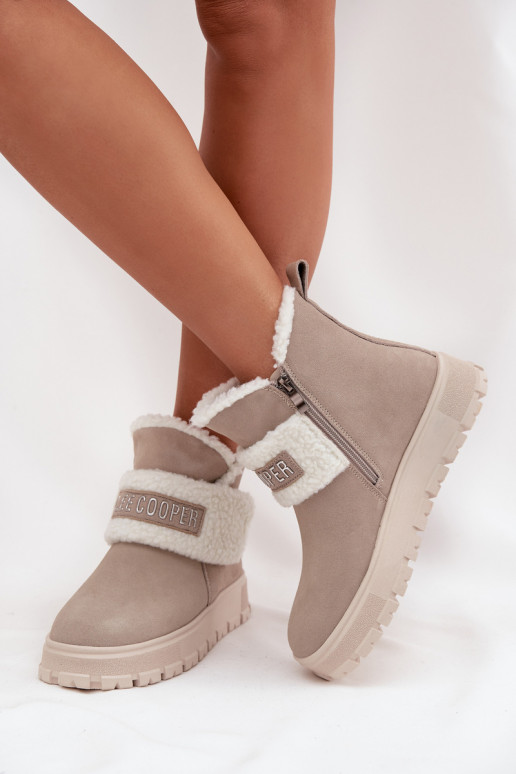 Bottes de neige pour femmes en daim naturel avec isolation Lee Cooper LCJ-25-01-3739 en gris