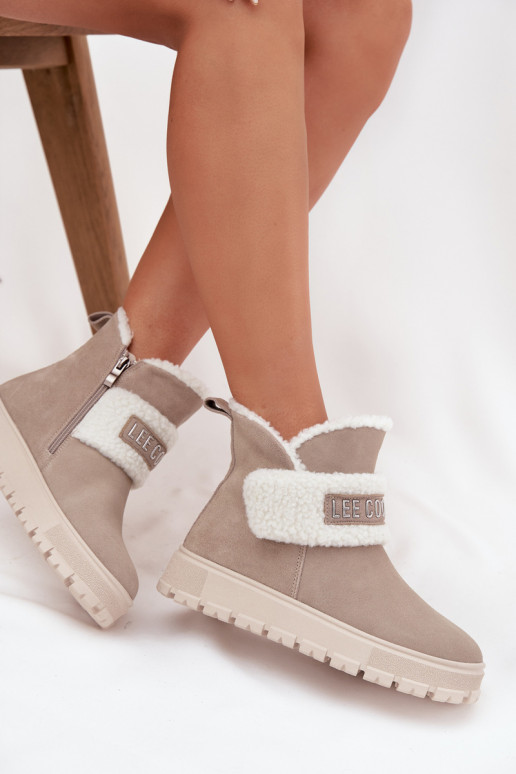Bottes de neige pour femmes en daim naturel avec isolation Lee Cooper LCJ-25-01-3739 en gris