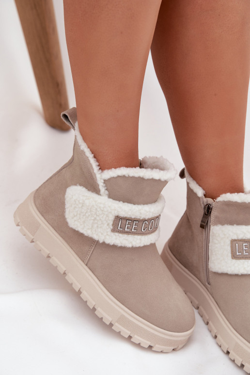 Bottes de neige pour femmes en daim naturel avec isolation Lee Cooper LCJ-25-01-3739 en gris