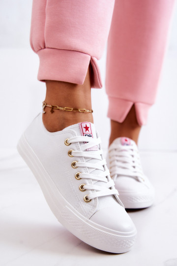 Chaussures décontractées classiques pour femmes en blanc et or Ecoma
