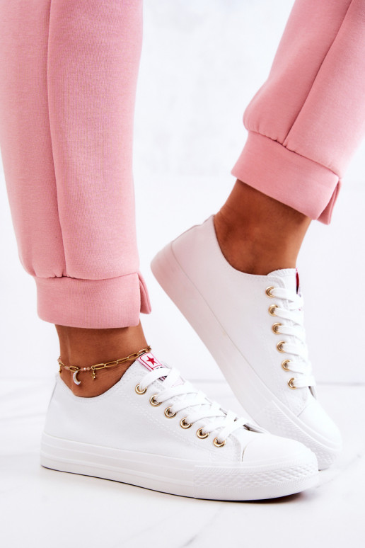 Chaussures décontractées classiques pour femmes en blanc et or Ecoma