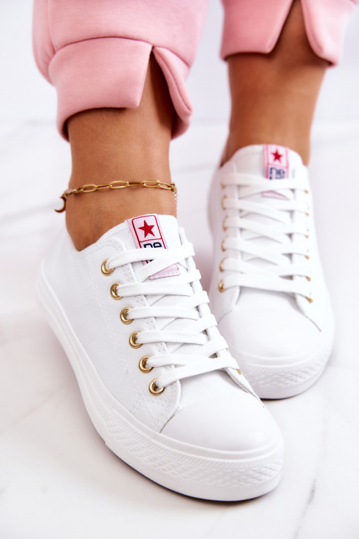 Chaussures décontractées classiques pour femmes en blanc et or Ecoma