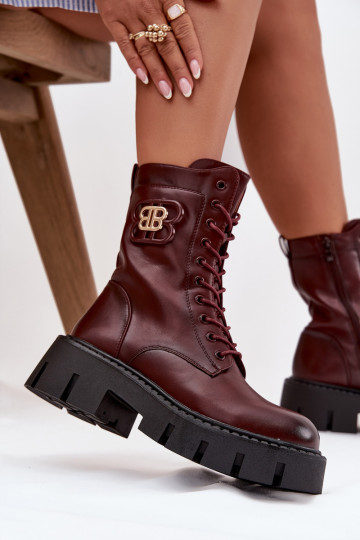 Bottines chaudes avec ornements en bordeaux Melisse