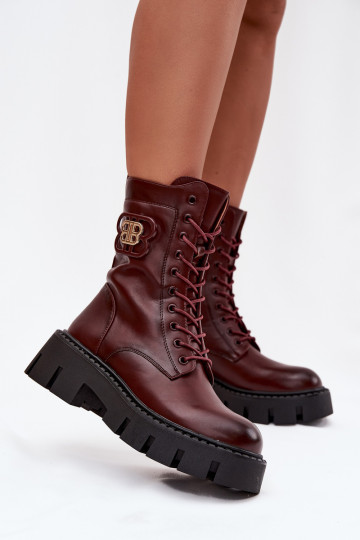 Bottines chaudes avec ornements en bordeaux Melisse 2