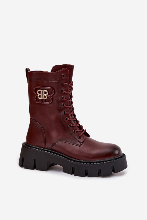 Bottines chaudes avec ornements en bordeaux Melisse