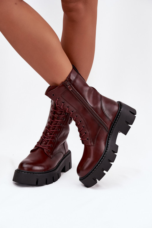 Bottines chaudes avec ornements en bordeaux Melisse