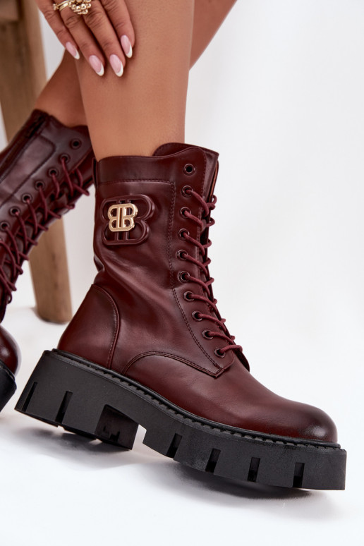 Bottines chaudes avec ornements en bordeaux Melisse