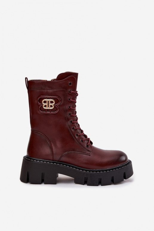 Bottines chaudes avec ornements en bordeaux Melisse