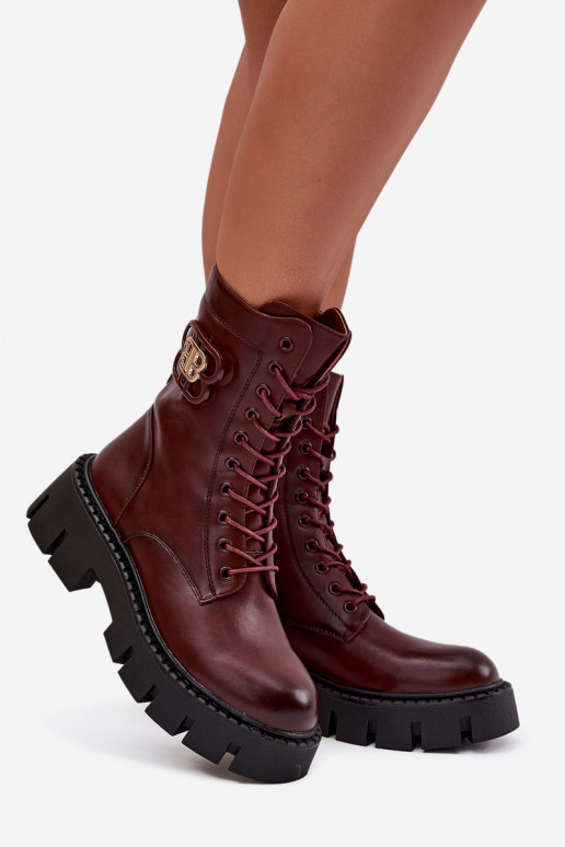 Bottines chaudes avec ornements en bordeaux Melisse