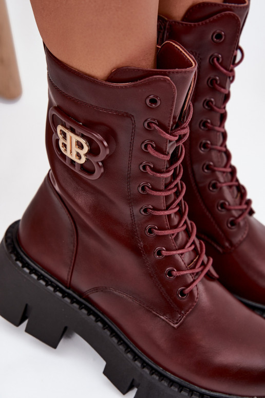 Bottines chaudes avec ornements en bordeaux Melisse