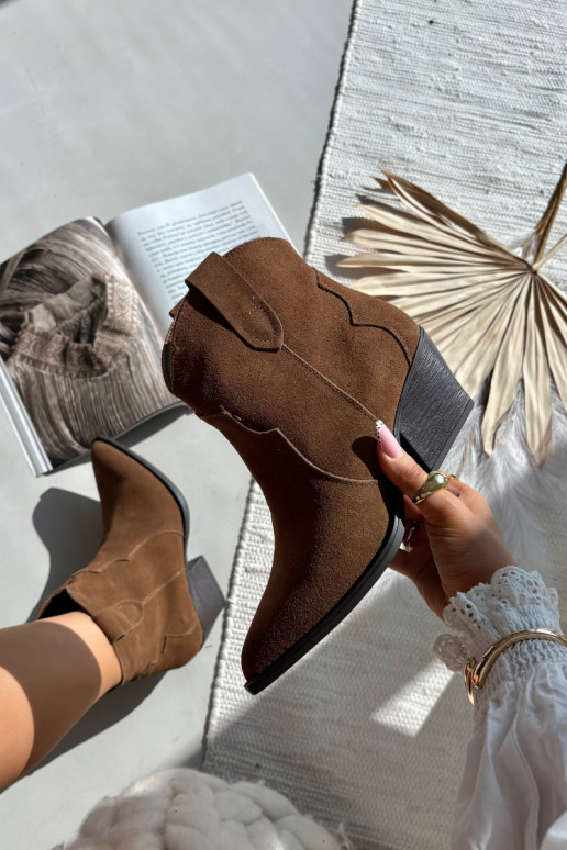 Bottines pour femmes de style cowboy en daim synthétique marron Beretta