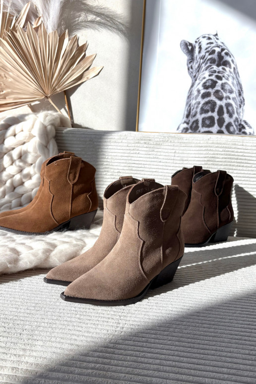 Bottines pour femmes de style cowboy en daim synthétique marron Beretta