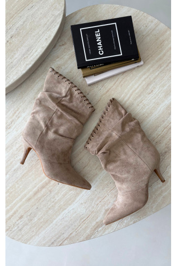Bottines froncées avec talons fins couleur sable Herella 2