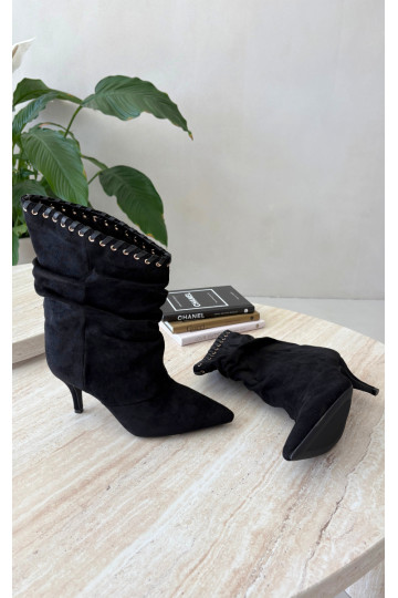 Bottines froncées avec talons fins couleur noire Herella