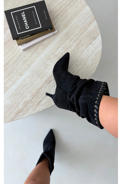 Bottines froncées avec talons fins couleur noire Herella