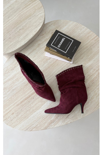 Bottines froncées avec talons fins couleur bordeaux Herella