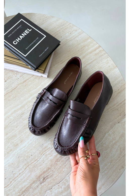 Mocassins pour femmes avec volants couleur bordeaux Sabley