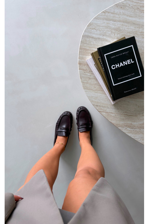 Mocassins pour femmes avec volants couleur bordeaux Sabley