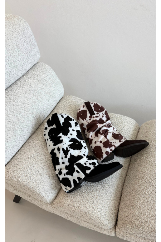 Bottines style cowboy avec tige incurvée et talons couleur noire Havie