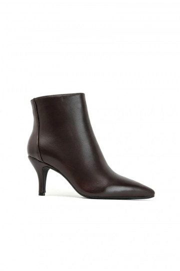 Bottines à talons fins, à bout pointu, en cuir synthétique chocolat Niretta