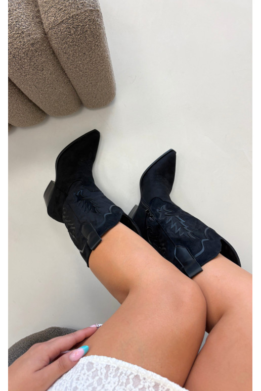 Bottes hautes de style cowboy en noir Betina