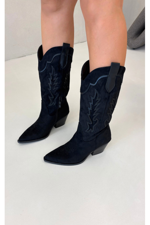 Bottes hautes de style cowboy en noir Betina