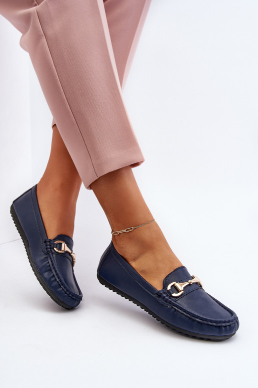 Mocassins classiques pour femmes en simili cuir bleu foncé Demese