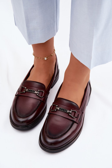 Mocassins en cuir bordeaux pour femmes Vinceza 39983
