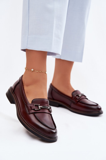 Mocassins en cuir bordeaux pour femmes Vinceza 39983 2