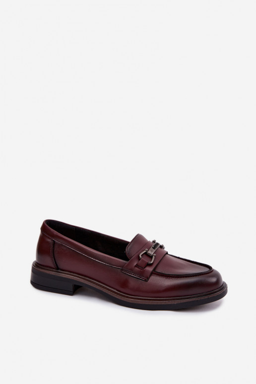 Mocassins en cuir bordeaux pour femmes Vinceza 39983